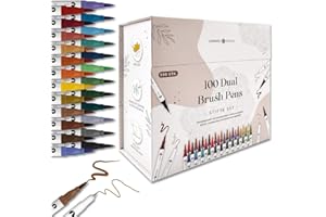 ‎LEBENSKOMPASS LEBENSKOMPASS® Brush Pen Set mit 100 wasserbasierten Dual Pinselstiften - Magnetbox mit Pinselstifte für Malbuch für Erwachsene, Handlettering, Kalligraphie & dein Bullet Journal