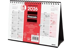Finocam - Calendario de sobremesa para escribir 2026 Mes Vista Enero - Diciembre (12 meses) | Calendario 2026 para anotar | Planificador mensual Neutro - Español