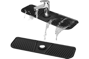 RYHX Tappetino per Rubinetto in Silicone, Vassoio raccogli Gocce per Rubinetto del lavandino, Tappetino per asciugare Il bancone della Cucina e del Bagno, Tappetino per scolare Il Rubinetto-Nero