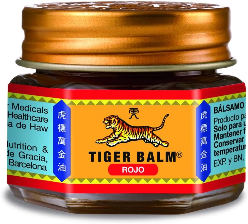 Tiger Balm Rojo – Bálsamo Original para Masajes con Efecto Calor, Alivio Muscular y Articular, Fórmula Tradicional con Canela, Clavo, Mentol y Alcanfor – 19 g