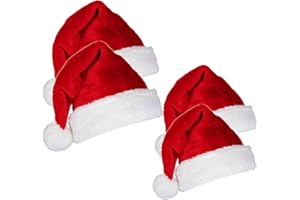 HOSHISEA 4 Pezzi Cappello da Babbo Natale, Cappello da Bambino di Natale, Cappello da Festa di Natale, Unisex, Usato per la Decorazione Della Festa in Costume di Natale e Capodanno