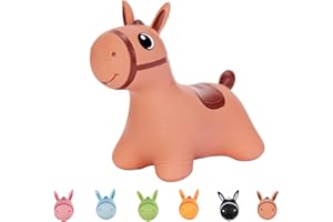 Hoppimals Tootiny Hüpftier, Hüpfpferd, Hüpftier ab 1 Jahre, Perfekt für Gymnastik & Geschicklichkeit für Kinder, Verpackt im Geschenkkarton, inklusive Pumpe - Baby-Hüpfer, Braun
