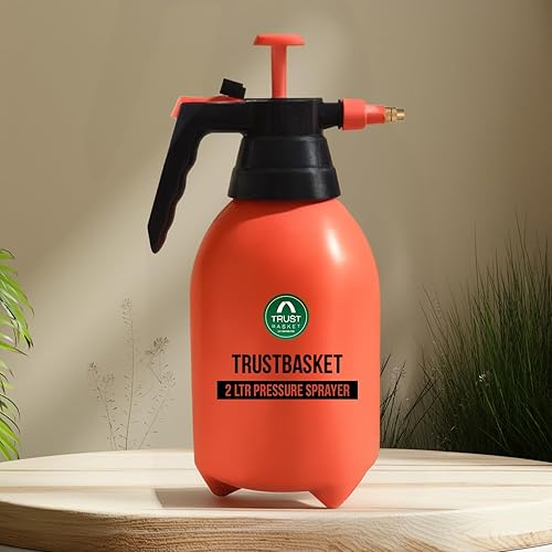 TrustBasket Pressure Sprayer (2 Liter) - Orange | Pressure Spray Bottle for Plants | Gardening Water Pump Sprayer