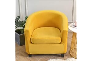 Highdi Funda de Sillón Elástica Felpa Chesterfield, Funda de Sofá 2 Piezas Universal con Funda de Cojín, Antideslizantes, Fundas Protector de Butaca para Dormitorio, Recepción, Club (Amarillo)