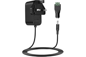 Lonnky 12V 3A Power Supply Adapter with 1.8M Cable, 5.5mm x 2.1mm DC Female Barrel Connector, DC Transformer Wall Charger Replacement UK Plug,Universal Power Adapter for LED Strip Light, CCTV Camera