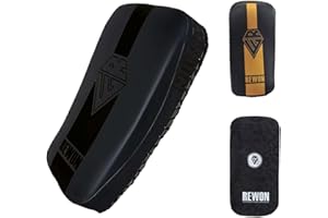 REWON GEAR Rewon Colpitori Muay Thai Pad Curva Pelle Scudo Sciopero con Presa Solida Kick Pad per Kickboxing MMA Pugilato Taekwondo Boxe Mix Arti Marziali x 1 unità Singola