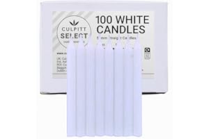 Culpitt Select White Birthday Candles, Pack of 100, 51mm Plain Celebration Cake Candles For Party, Birthday, Treats