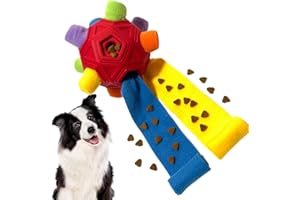 CIIVURR Snuffle Ball for Dog Toys Unbreakable Upgrade Ball Interactive Toy Foraging Snuffle Mat Puppy Treat Dispenser Slow Feeder Dog Puzzle Toys for Small, Medium, Large Pets (Red Rainbow)