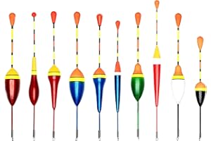Ksvaye 10 Pièces Flotteurs Peche Bouchon Peche De Nuit Accessoires de Pêche Float Flotteurs de Bobber de Pêche Ensemble pour Pêche à L'Anguille à Truite pour Poissons Flottants(Haute Sensibilité)