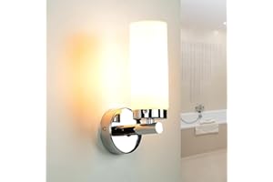 LICHT-ERLEBNISSE Aplique estrecho baño, aplique baño pared, en cromo, metal, cristal, luz espejo, bajo deslumbramiento, E14, H:22 cm, luz difusa, lámpara baño