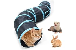 Bemodst Katzentunnel, 2-Wege/3-Wege/4-Wege/5-Wege Faltbar Kätzchen Tunnel Katzenspielzeug interaktives Pop-Up-Labyrinthhaus-Spielzeug für kleine Kaninchen,Welpen,Frettchen,Meerschweinchen (2-Wege)