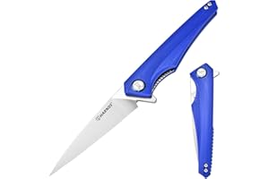 HARNDS Qingluan Coltello pieghevole con lama in acciaio D2 e manico in G10 con clip da tasca per l'avventura all'aperto Coltello da campeggio (Blu)