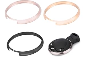BouGPeng Tre Anelli Cover Portachiavi Anello Decorativo Chiave per Telecomando auto Portachiavi in ​Metallo Portachiavi per Mini R55 R56 R57 R58 R59 R60(Oro + Champagne + Nero)