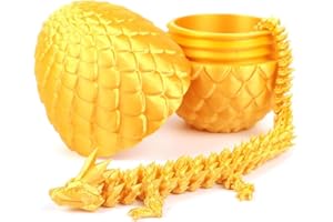 SGACMTIF 3D Emulated Dragon in Egg,Articulated Dragon,3D Crystal Dragon Egg,3D Printed Dragon Egg Fidget Toy,Crystal Dragon with Dragon Egg Removable Mystery Dragon Egg Toy (Yellow)