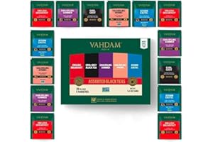 VAHDAM, Surtido De Té Negro - Caja De Regalo De (5 Sabores, 20 Bolsitas De Té) Caja De Infusión De Con Mezclas De Negro | Cajas De Regalo De Para Mujeres Y Hombres