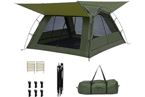 FREIZELT TOMOUNT 4 Person Hot Tent for Camping - Lightweight Cabin Tent with Vestibule, Easy Setup & PU3000mm Waterproof, 3 Season Hiking Backpacking Tents