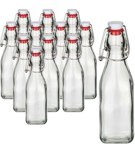 96 Glazen flessen 100ml met beugelsluiting herbruikbare glazen flesjes om te vullen, beugelfles, glass bottle drinkfles water fles sapfles met beugelsluiting oliefles fermentatie pot