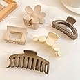 wolpin Hair Clutcher (Pack Of 5 Pcs) Hair Clips For Women Fashion Acrylic Matte Finish Stylish Claw Clips Hair Accessories For Girls, Multicolor