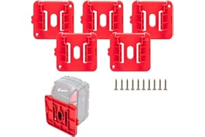 SSEHCWAN 5 Pack Battery Holder for Milwaukee M18 18V Batteries, Battery Storage Organizer Wall Mount for M18 48-11-1815 48-11-1828 48-11-1850 48-11-1860 with 10 Screws