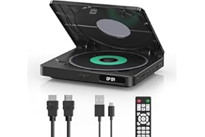 YOTON Odtwarzacz DVD do telewizora, mini odtwarzacz DVD HDMI do TV z kablem HDMI, skalowanie HD, wolne od wszystkich regionów, kompatybilny z DVD-R/DVD-RW/CD-R/CD [Blu-ray nie jest obsługiwany]