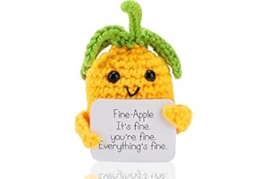 WITWAR Funny Knitted Pocket Hug Doll Fine-Apple with Positive Card Mini Inspirational Pineapple Doll Cute Motivational Ananas School 1st Day Encourage Pocket Doll Good Luck Gifts for Kids Women Birthday