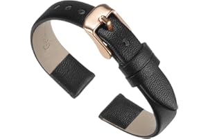 QUARKZMAN Genuino Cuero Correa, Liso Plano Cuero Reloj Correa para Hombre y Mujer