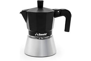 Zanetti, Star Caffettiera Moka Induzione Tre Tazze, Espresso Con Caldaia in Acciaio Inox e Manici Ergonimici, Adatta ai Piani a Induzione 3 Tazze Colore Nero