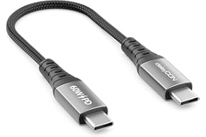 deleyCON 0,15m Kabel USB-C PD 3.0 PPS (60 W Szybkie ładowanie) - Krótki 15 cm Przewód USB-C do USB-C do iPhone 17 16 15 Pro Max Air, Galaxy S25 S24 S23, Pixel, iPad Pro, MacBook Air, AirPods, Tablet
