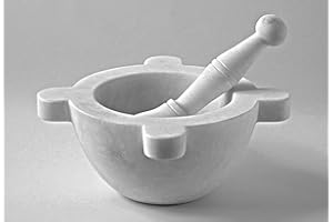 CBAM Mortaio Cucina Classico Marmo Bianco con Pestello White Marble Mortar Chef 16cm