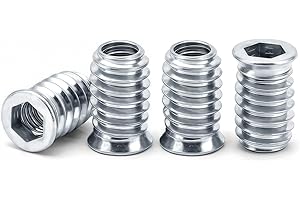 Drenky M4x15mm Boccole Filettate per Legno 40 Pezzi Inserti Filettati Zincati Argento, Dado Esagonale con Dadi di Avvitamento Perfetti per Mobili in Legno