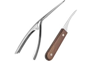 WIYOULD Pulisci gamberetti 2 pezzi e pela gamberi in acciaio inox Deveiner Coltello per pelare gamberetti Deveiner con manico in legno per aragoste pela gamberi gamberetti