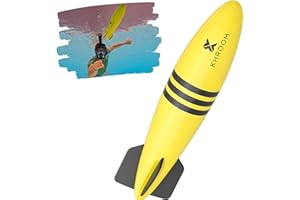 Khroom Torpedo Juguete de Piscina | Imprescindible en Vacaciones | Cohete Deslizante 10 Metros Bajo el Agua | Torpedo Juego de Buceo/Deslizamiento (Rayas Amarillas)