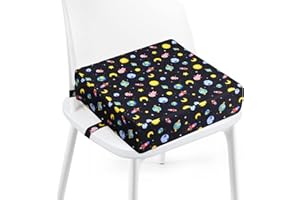 KIEYEENO Sitzerhöhung für Kinder, waschbar, mit verstellbaren Gurten für Esszimmerstühle, 32 x 32 x 8 cm