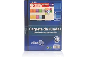 Carpeta de Fundas Personalizable (Portada y Lomo) - Tamaños A4+ y A5 - Tapas Rígidas - Office Box (A5 40 Fundas)