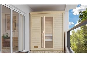 Chillroi® Karibu Saunahaus MELO 38 mm naturbelassen Außensauna Gartensauna versch. Ausführungen inkl. Saunaofen und 18kg Saunasteinen (Melo 0)