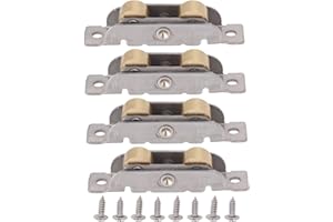 MARHYNCHUS 4 Uds Puerta Corredera Conjunto de Rodillos Tándem Rodillo de Puerta de Rodamiento de Bolas de Cobre de Acero Inoxidable para Puerta de Vidrio (rueda plana)