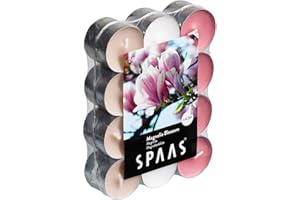 SPAAS 24 Bougies chauffe-plats parfumées couleurs assorties, ± 4,5 heures - Magnolia Blossom