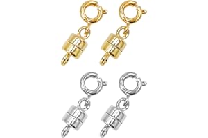 JRSHIRLEYLTD Lote de 4 cierres magnéticos para joyas, collares, joyas, pulseras, bricolaje (oro, plata)