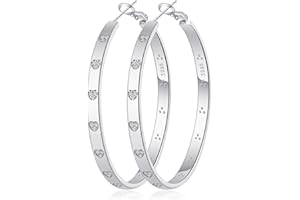 BMMYE Sterling Silver Hoop Earrings for Women Lightweight Gold Hoop Earrings with Heart Cubic Zirconia 20/30/40/50/60/70mm Hypoallergenic Hoops