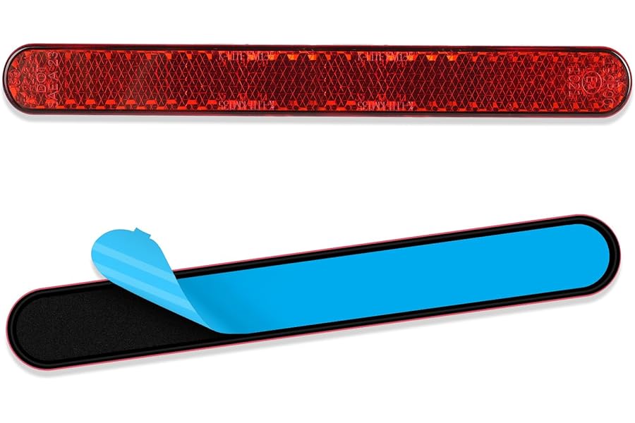 AYBUY 2Pcs Motorcycle Reflectors, Stick-on Rectangular Safety Reflector, Strong Reflective Ability Red Light Reflectors, Red Safety Warning Reflector for Trucks Bicycle Trailers Gate Posts, 10cm