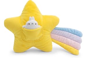 NICI Cuscino in peluche a forma di stella cadente, morbido e ideale per le coccole di bambini e adulti, per casa, asilo o in viaggio, 40 x 28 cm, giallo – 62222