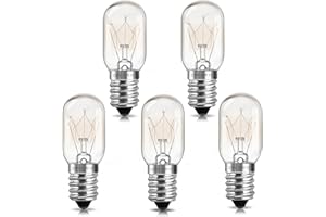 Liuyife 5 Stück E14 Kühlschranklampe, Dimmbar, Hitzebeständig bis 300 Grad, 100LM Warmweiß 2700K, E14 Salzlampenbirnen für Kühlschrank, Mikrowelle, Dunstabzugshaube, Salzsteinlampe
