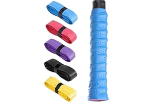 HAORQEE Racket Grip Tape for Tennis Badminton Squash, 5PCS Replacement Grip Tape Anti-Slip Absorbent Multicoloured Stretchy Self-Adhesive Racquet Grip Tape Tennis Racket Grip Tape