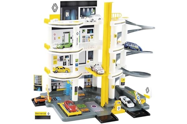 Starlux - Garage Voiture Jouet Renault 4 Niveaux - Circuit Voiture pour Enfants dés 3 Ans - Station Service & Atelier Réparation - Parking Jouet Garçon - Conception Française - Accessoires Inclus