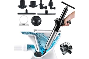 Wenbones Stura WC ad Aria Compressa, Pompa Carichi a Pressione Stantuffo, Stantuffo Pulitore per Tubi ad Aria Compressa ad Alta Pressione con Barometro per WC, lavandino, Vasca da Bagno (Nero)