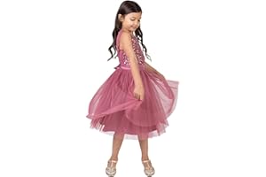 Maya Deluxe Vestido Midi para Niñas con Lentejuelas Adornadas para Fiesta, Tutú, Damas de Honor, Boda con Lazo para Cinturón