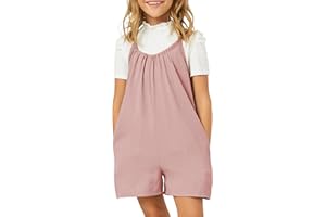 Haloumoning Girls' Summer Jumpsuit, Spaghetti Straps, Casual, Sleeveless, Romper Shorts