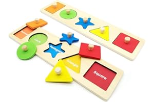 KAIBEIYUAN Wooden Shape Peg Puzzles Geometric Shape Puzzle Wooden Montessori Educational Learning Peg Puzzle with Board Knob Wooden Preschool Puzzles for Toddlers 1-3 Year Old