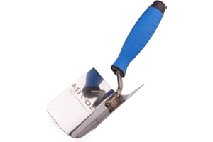 MIVOS Llana para esquinas 120 x 95 mm - Llana redonda - Llana para bordes - Llana para esquinas interiores de acero inoxidable - Llana para esquinas interiores y exteriores con empuñadura suave