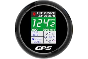 Geloo GPS 85 mm Tachimetro TFT regolabile Mph Nodi Km/h Contachilometri digitale con antenna GPS per barca auto camper RV (nero)